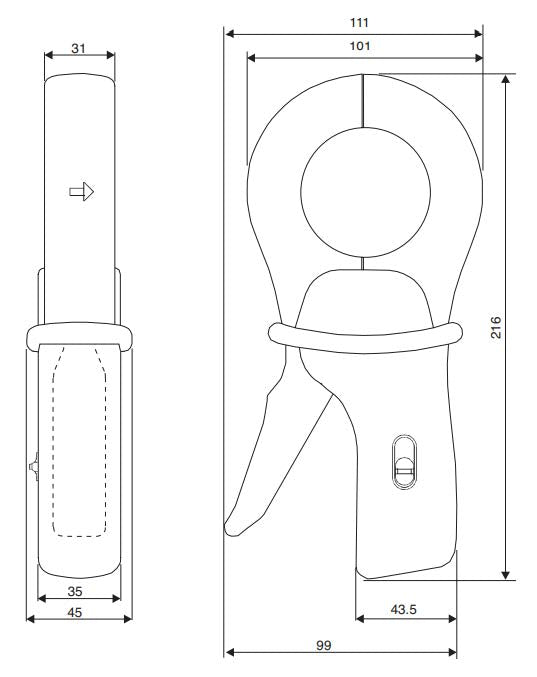 NEO 1000A AC Current Clamp | 1 mV/A, Acc. 0.3%, d=52mm
